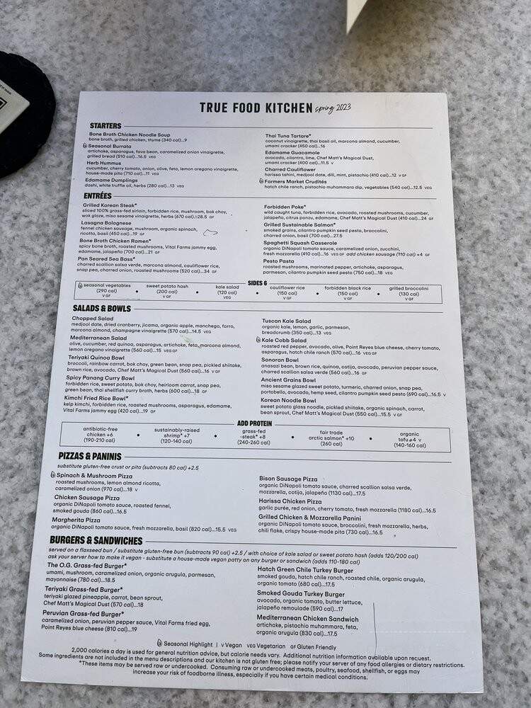 True Food Kitchen - Phoenix, AZ menu_pic