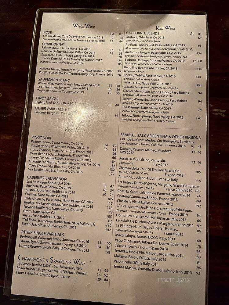 Upper West - Santa Monica, CA menu_pic