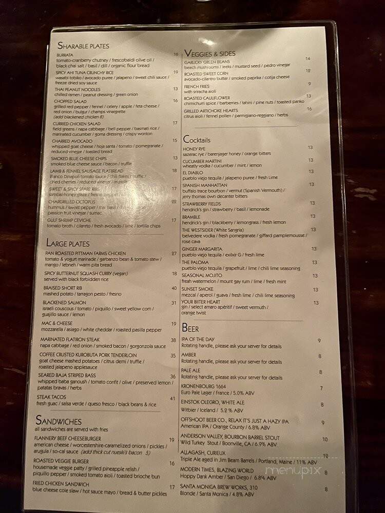 Upper West - Santa Monica, CA menu_pic