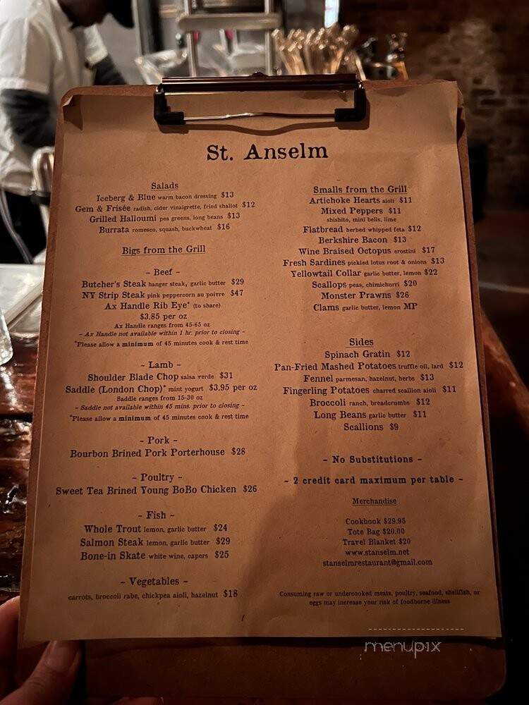 St. Anselm - Brooklyn, NY menu_pic