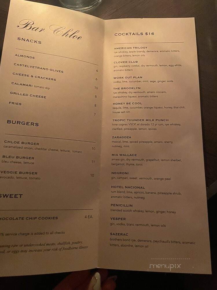 Chloe - Santa Monica, CA menu_pic