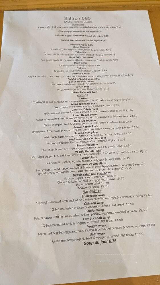 Saffron 685 - San Francisco, CA menu_pic