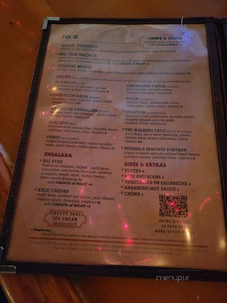 Big Star - Chicago, IL menu_pic