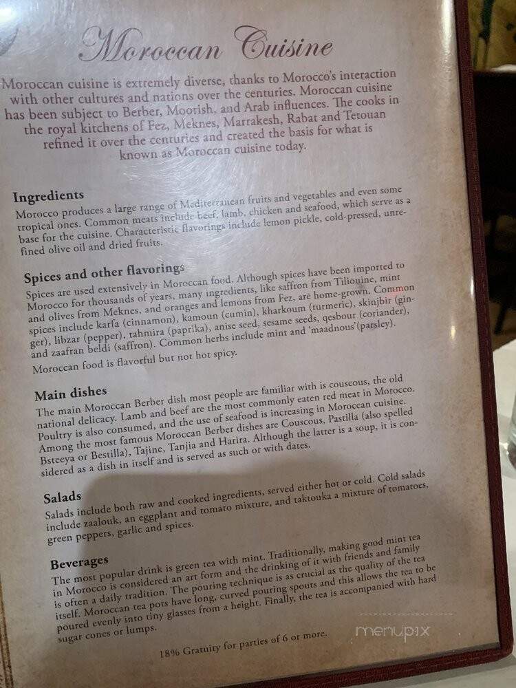 Shokran Moroccan Grill - Chicago, IL menu_pic