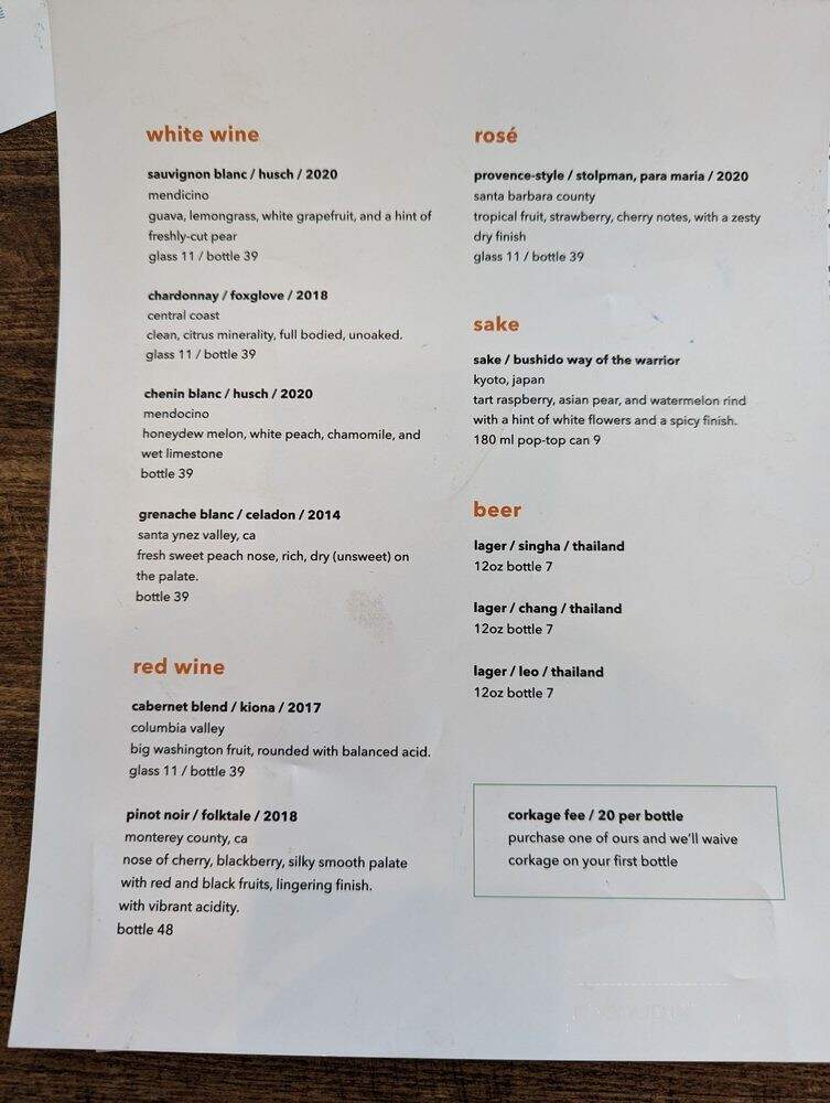 Celadon Thai Kitchen - Los Angeles, CA menu_pic