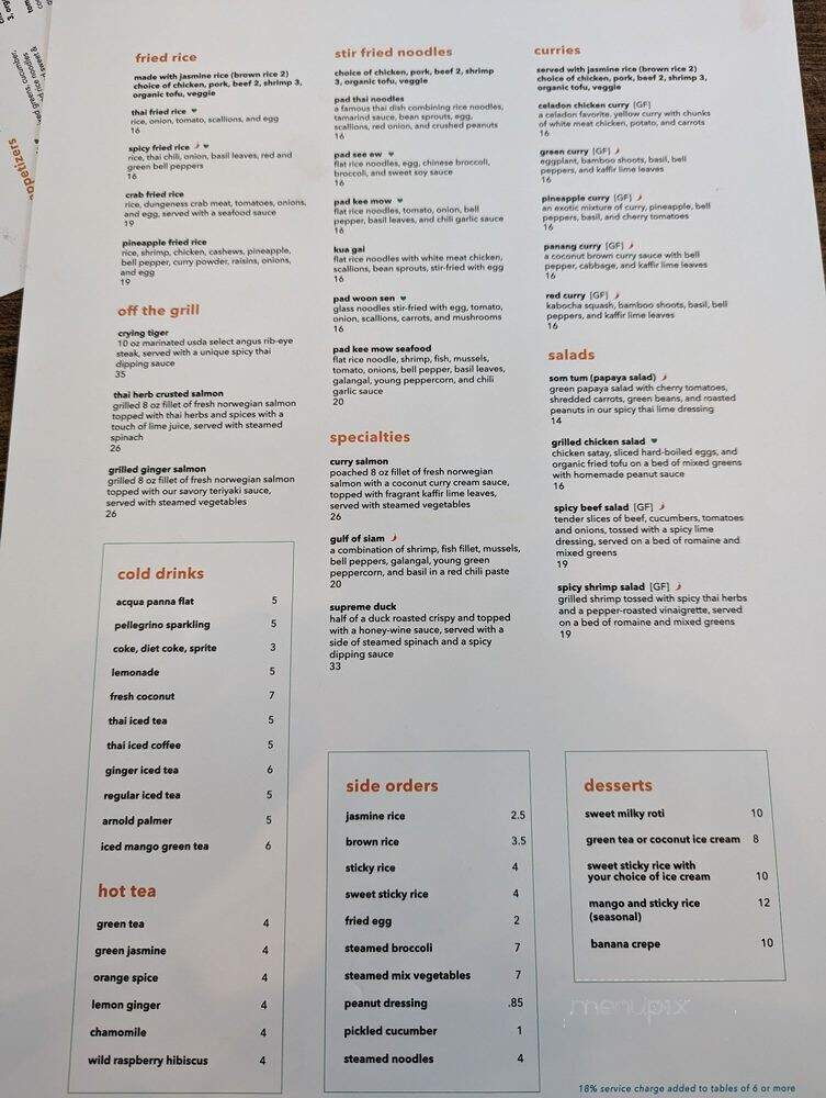 Celadon Thai Kitchen - Los Angeles, CA menu_pic
