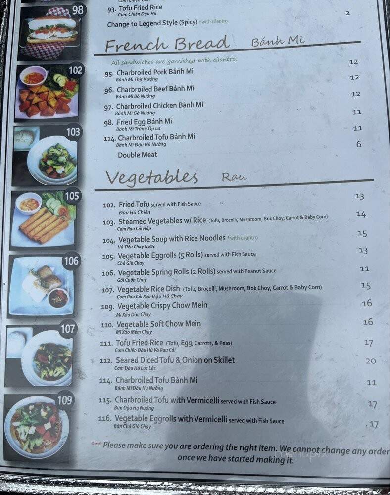 Pho Legend Noodle & Grill - Los Angeles, CA menu_pic