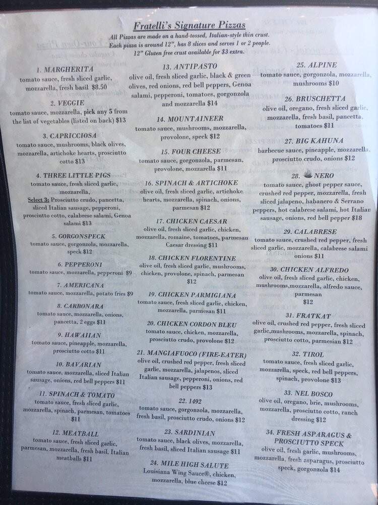 Fratelli's Wood-Fired Pizzeria - Siloam Springs, AR menu_pic