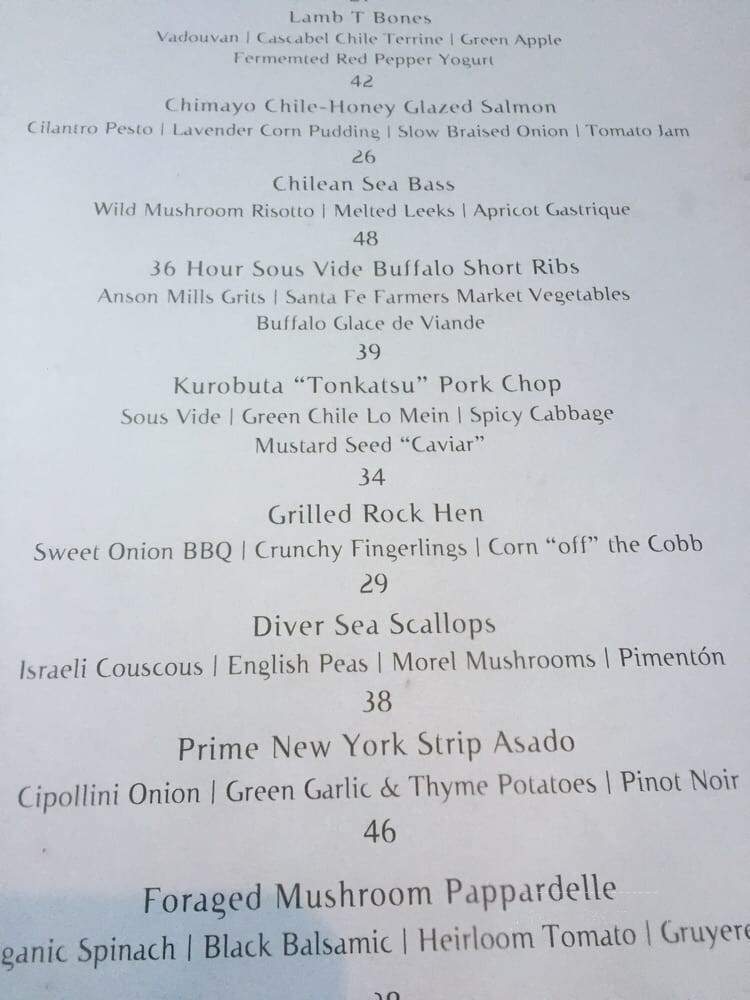 Luminaria at Inn and Spa at Loretto - Santa Fe, NM menu_pic