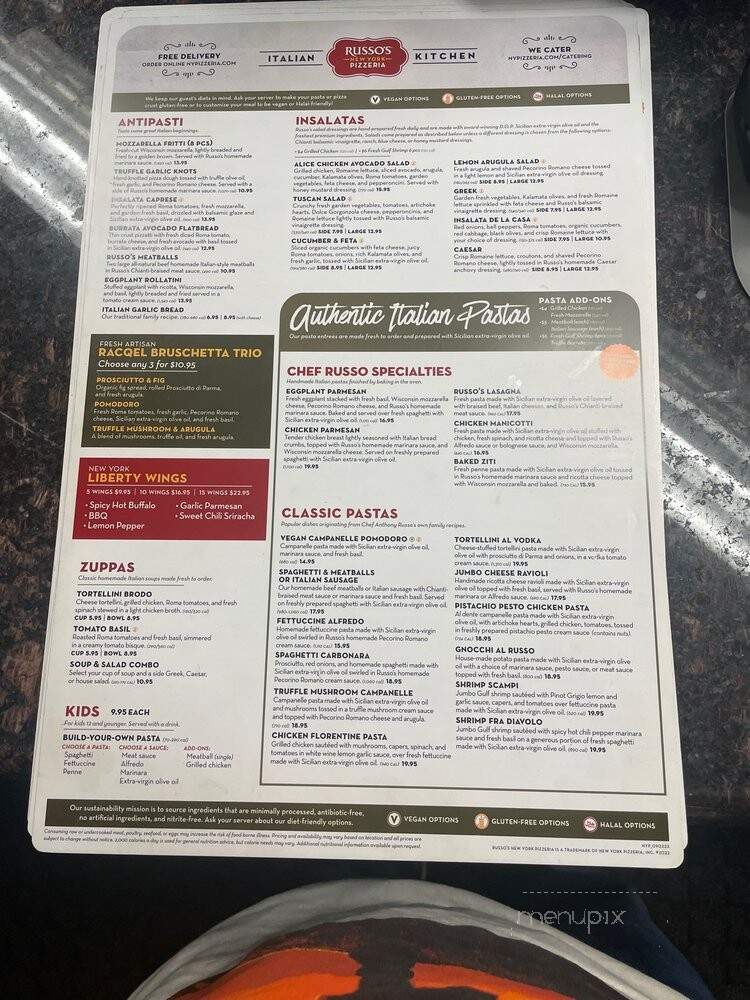 Russo's New York Pizzeria - Galveston, TX menu_pic