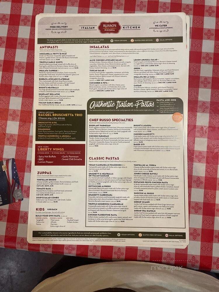 Russo's New York Pizzeria - Galveston, TX menu_pic