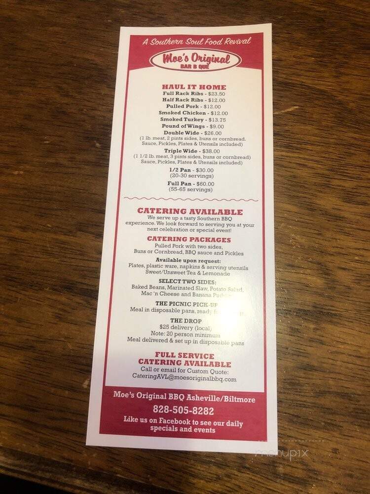 Moe's Original Bar B Que - Asheville, NC menu_pic