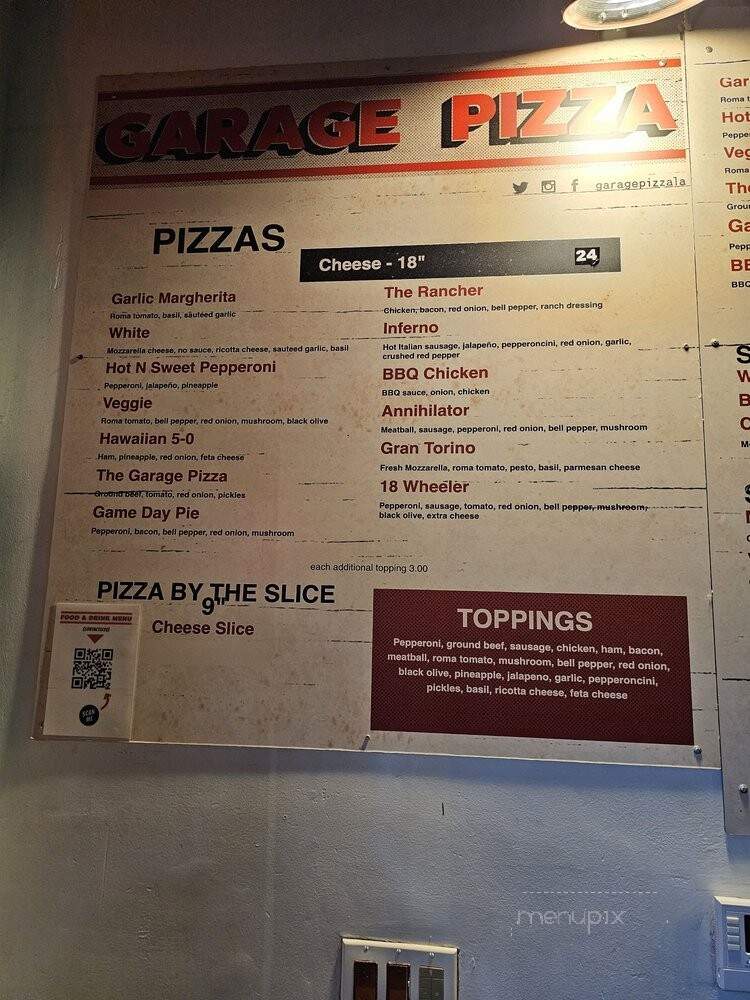 Garage Pizza - Los Angeles, CA menu_pic