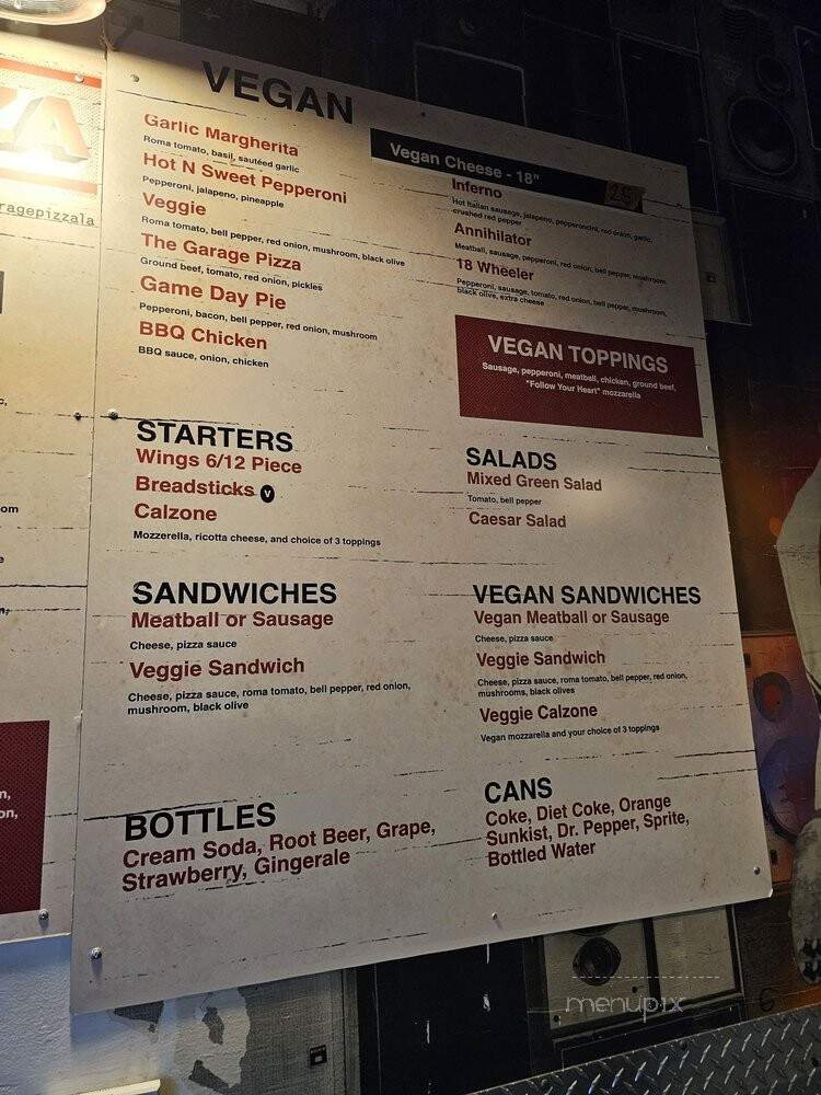 Garage Pizza - Los Angeles, CA menu_pic