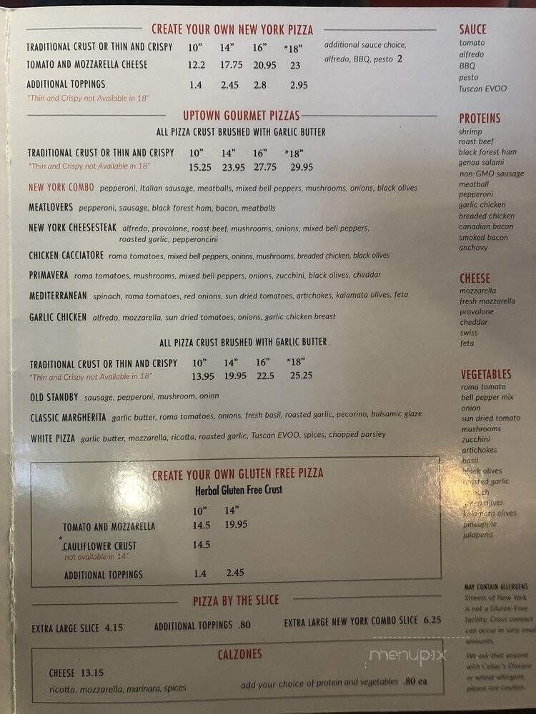 Streets of New York - Peoria, AZ menu_pic