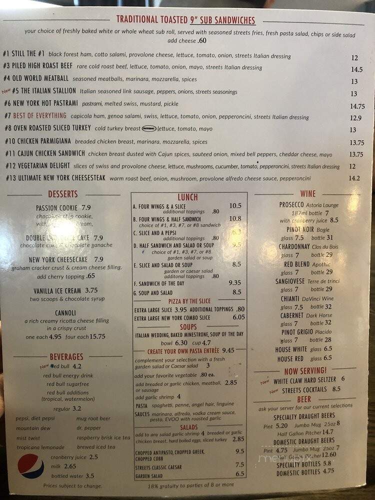 Streets of New York - Peoria, AZ menu_pic