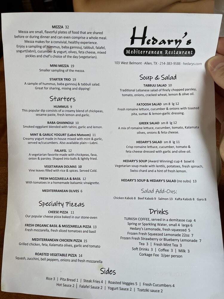 Hedary's Mediterranean Restaurant - Allen, TX menu_pic