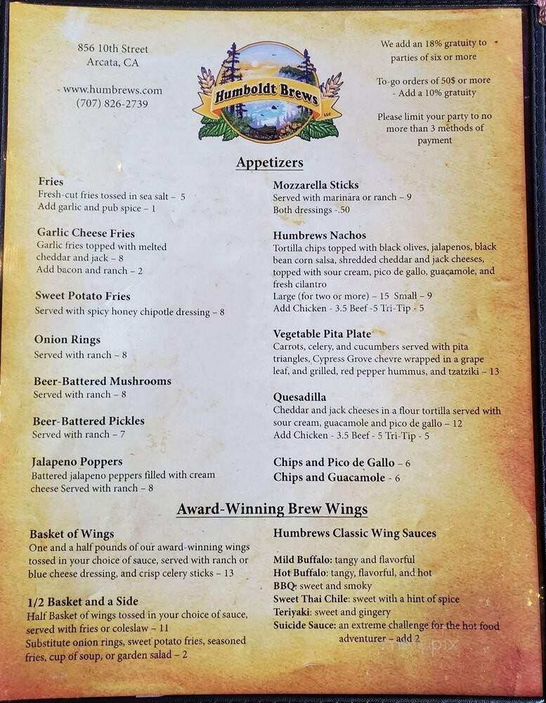 Humboldt Brews - Arcata, CA menu_pic