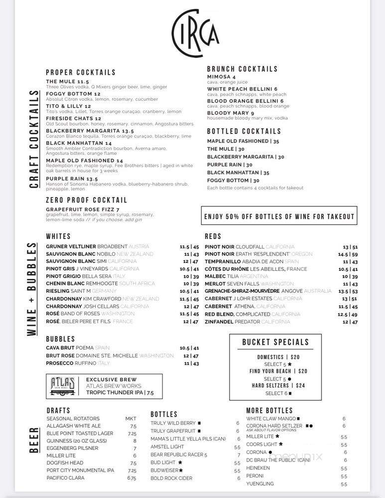 Circa - Arlington, VA menu_pic