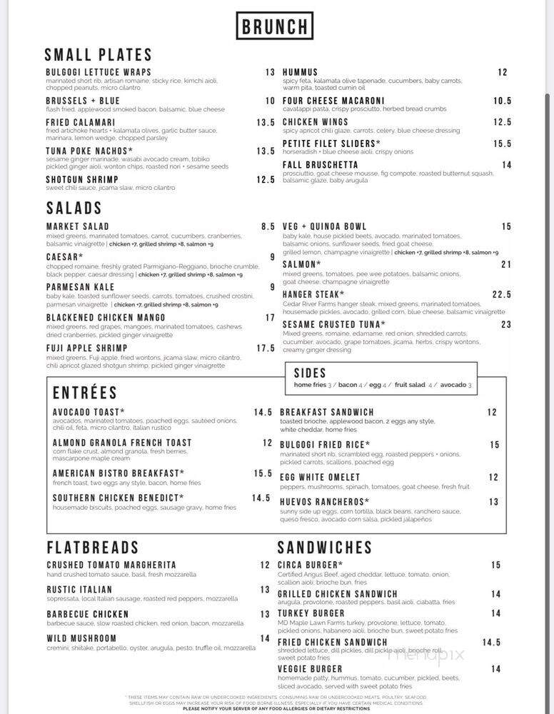 Circa - Arlington, VA menu_pic