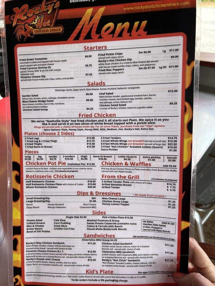 Rocky's Hot Chicken Shack - Asheville, NC menu_pic