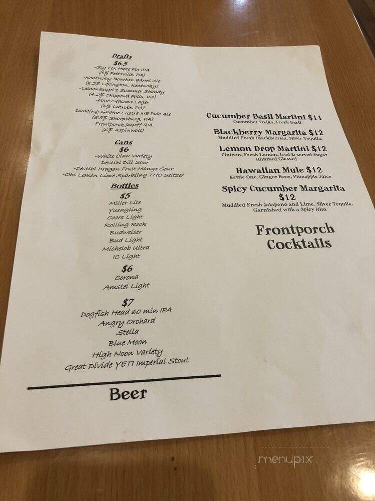 Luke Mike's Frontporch - Aspinwall, PA menu_pic