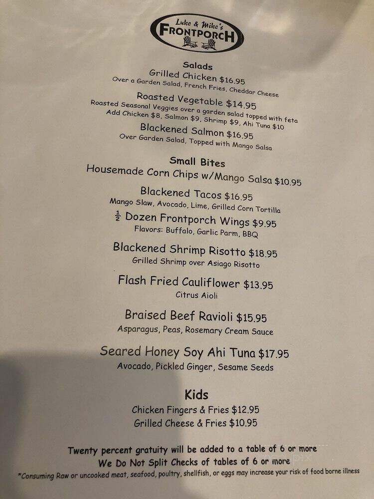 Luke Mike's Frontporch - Aspinwall, PA menu_pic