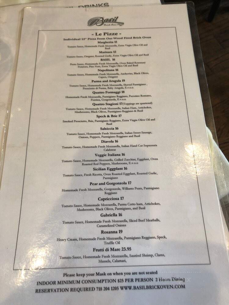 Basil Brick Oven Pizza - Astoria, NY menu_pic