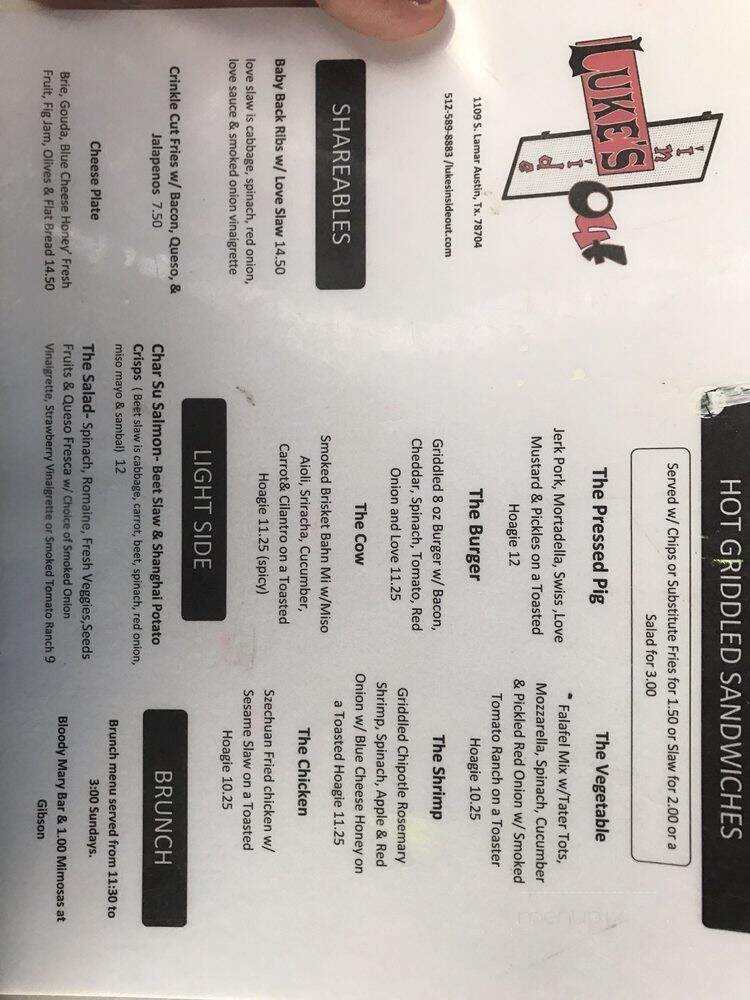 Luke's Inside Out - Austin, TX menu_pic