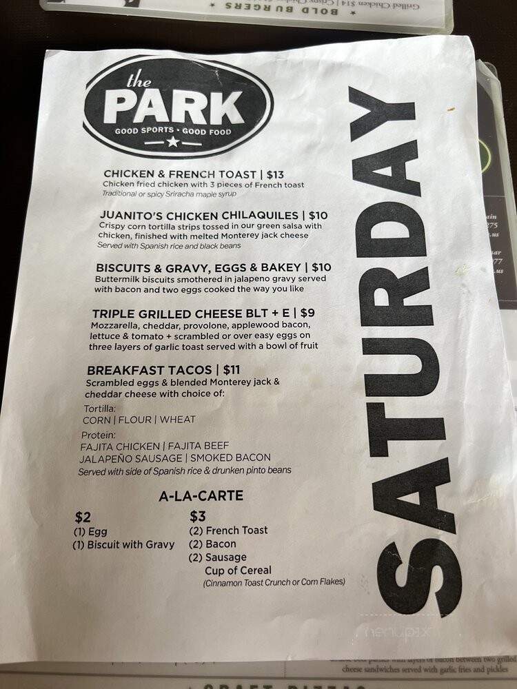 The Park at the Domain - Austin, TX menu_pic