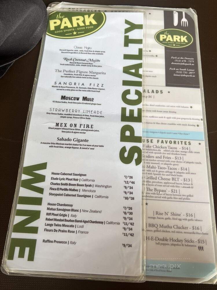 The Park at the Domain - Austin, TX menu_pic