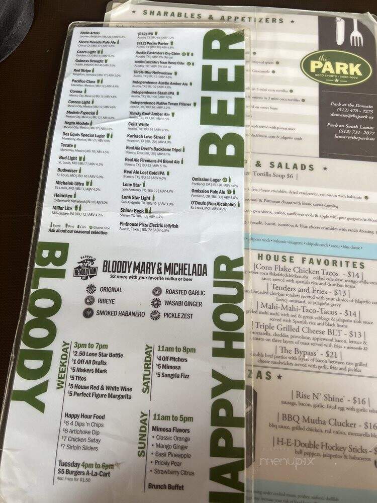 The Park at the Domain - Austin, TX menu_pic