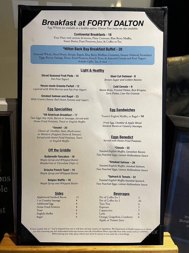 Forty Dalton - Boston, MA menu_pic
