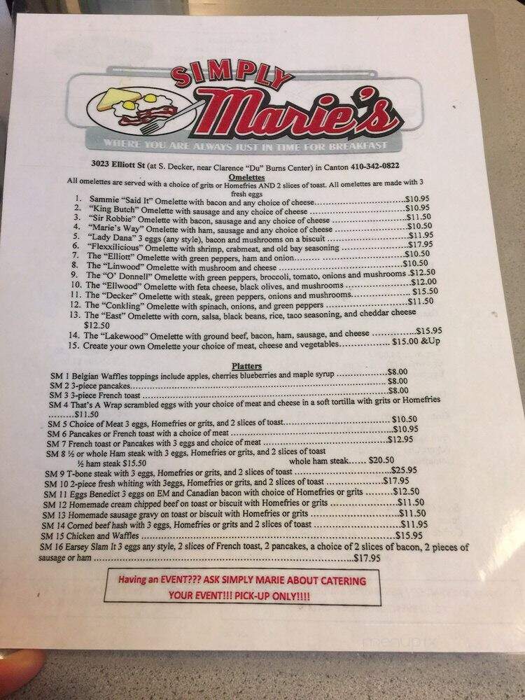 Simply Marie's - Baltimore, MD menu_pic