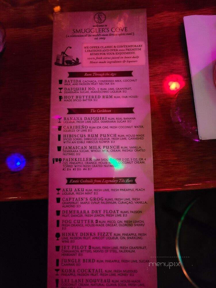 Smuggler's Cove - San Francisco, CA menu_pic