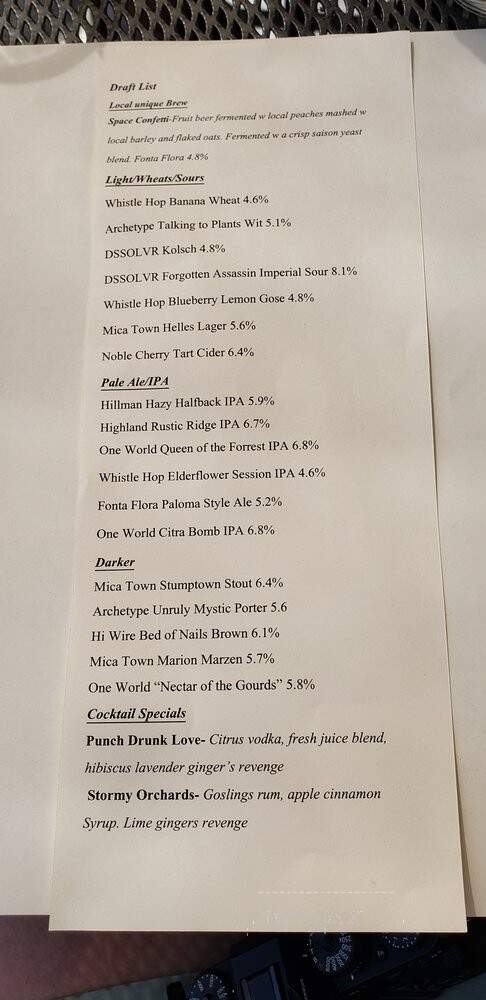 Black Mountain Ale House - Black Mountain, NC menu_pic