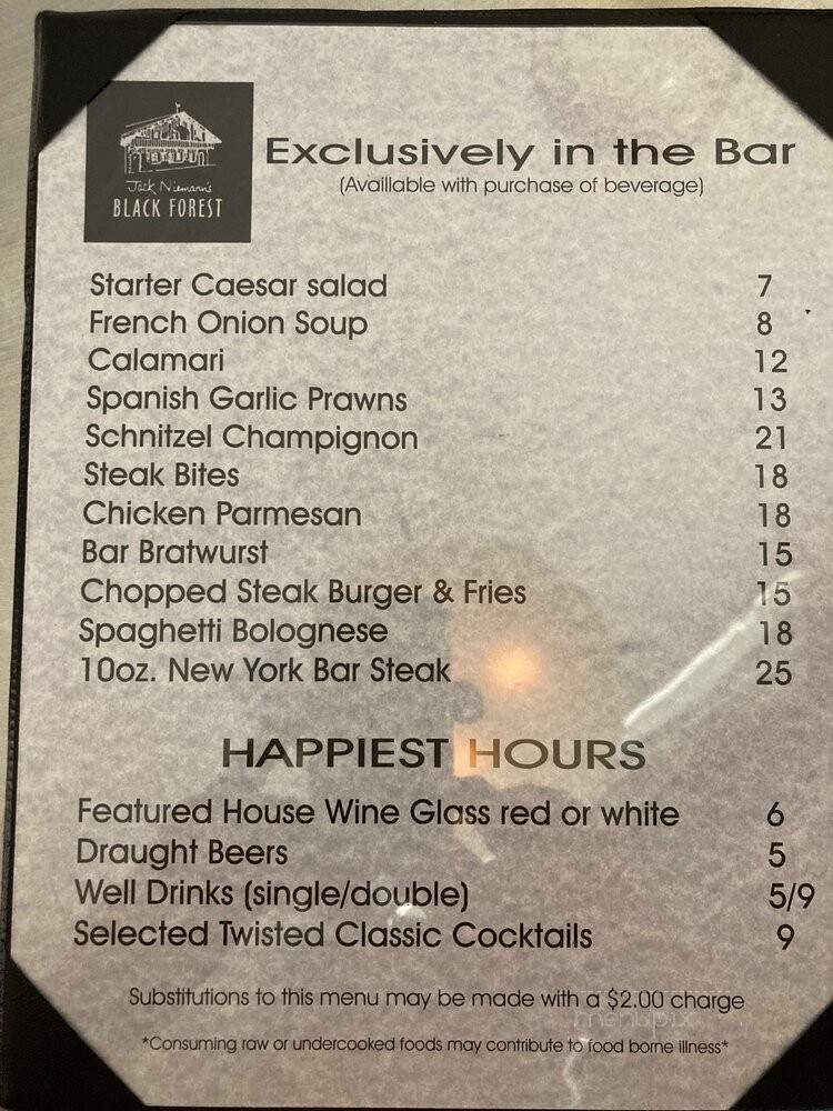 Jack Niemanns Black Forest Steakhouse - Blaine, WA menu_pic