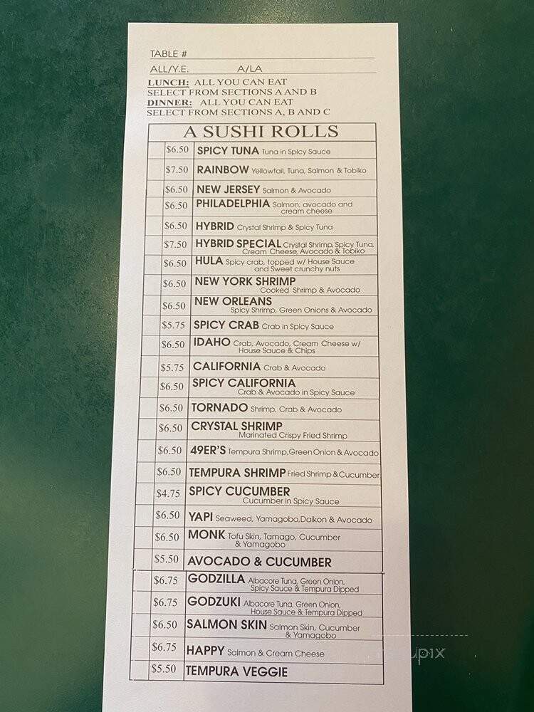 Sushi Ya - Boise, ID menu_pic