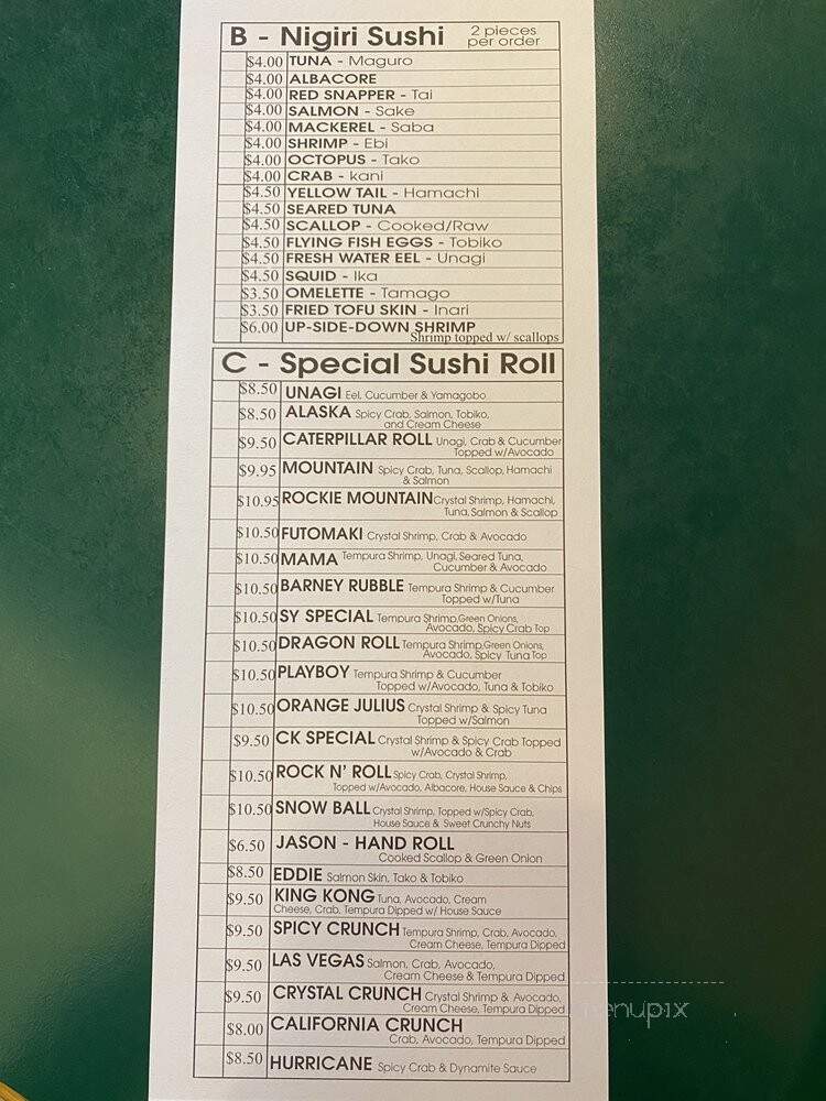 Sushi Ya - Boise, ID menu_pic
