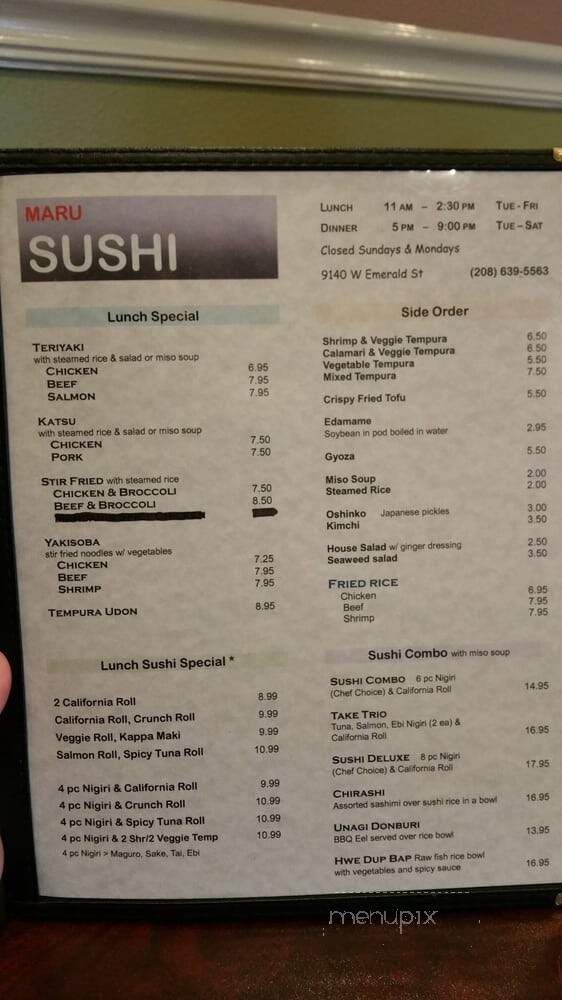 Maru Sushi - Boise, ID menu_pic