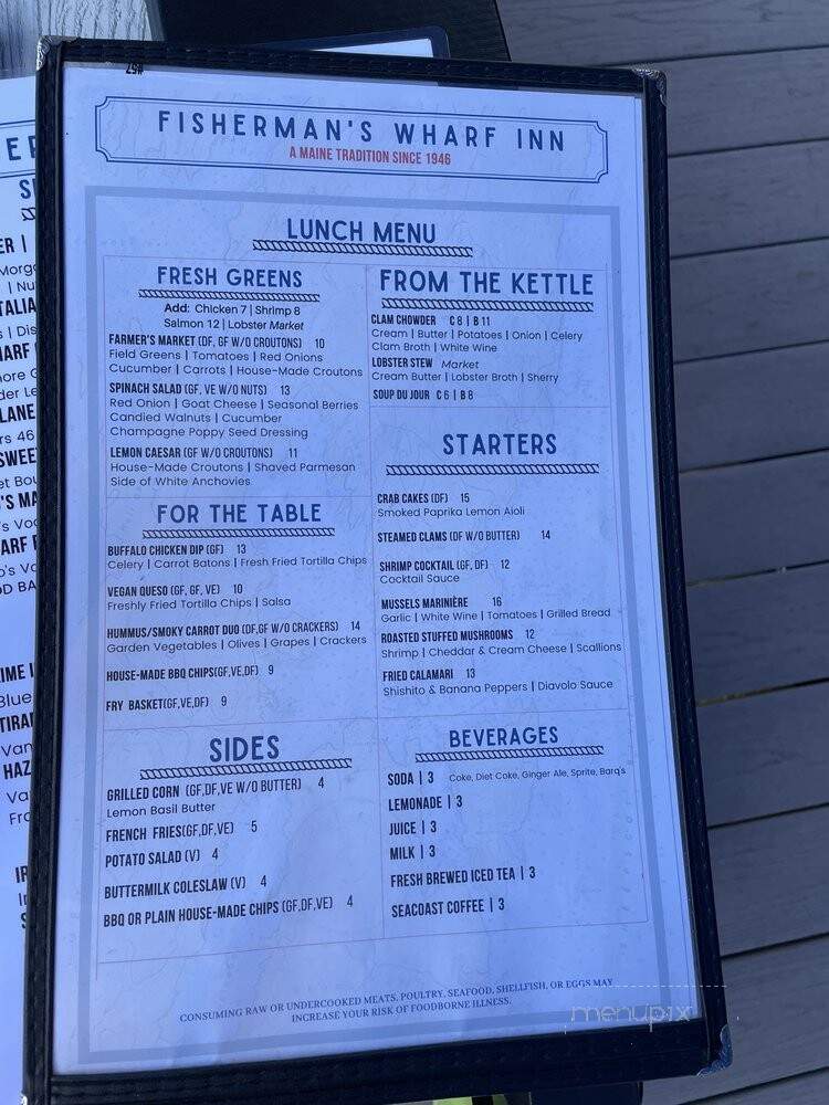 Fisherman's Wharf Inn - Boothbay Harbor, ME menu_pic