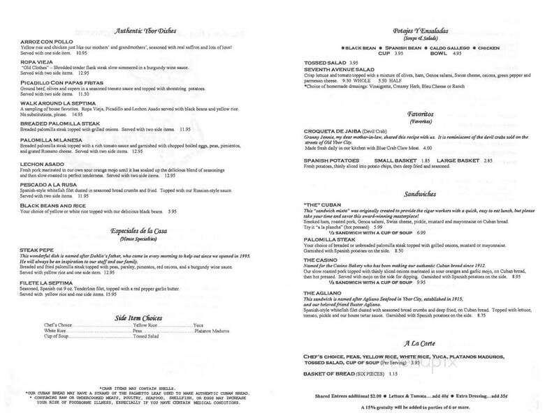 La Septima Cafe - Brandon, FL menu_pic