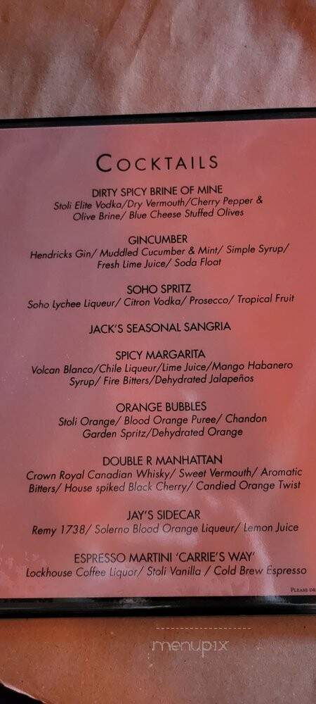 Soho Burger Bar - Buffalo, NY menu_pic