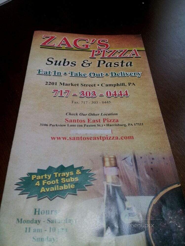 Zag's Pizza - Camp Hill, PA menu_pic