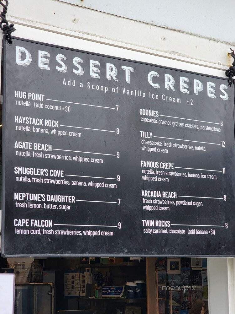 Crepe Neptune - Cannon Beach, OR menu_pic