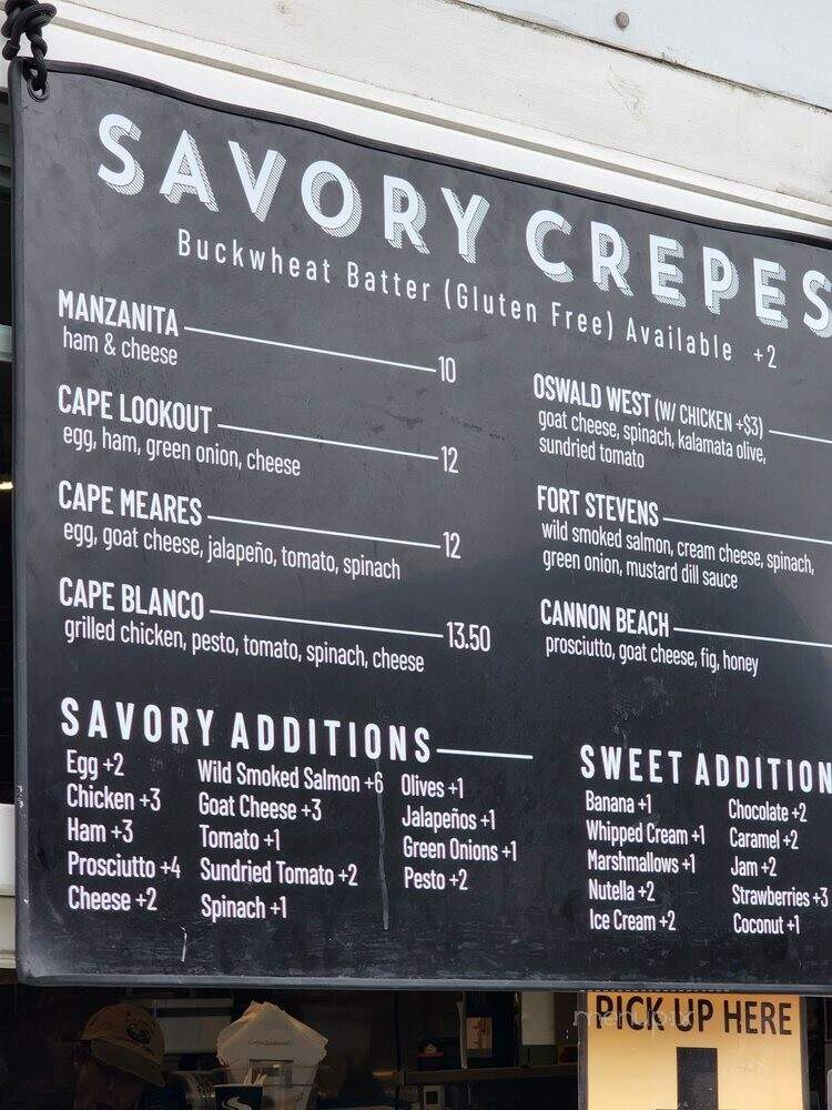 Crepe Neptune - Cannon Beach, OR menu_pic