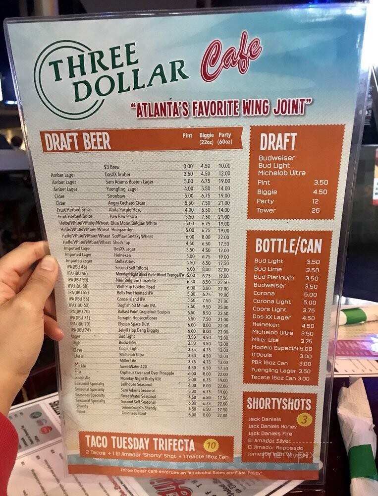 Three Dollar Cafe Jr. - Chamblee, GA menu_pic