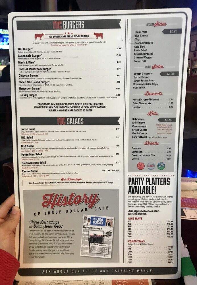 Three Dollar Cafe Jr. - Chamblee, GA menu_pic
