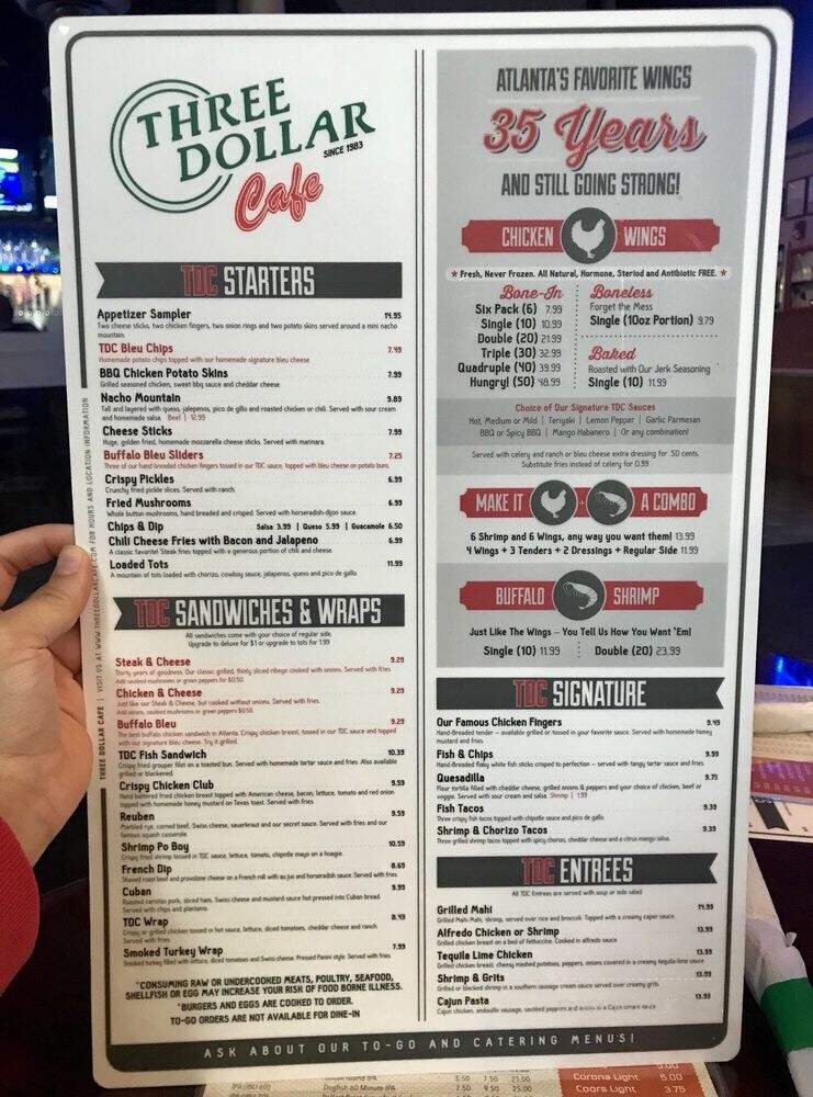 Three Dollar Cafe Jr. - Chamblee, GA menu_pic