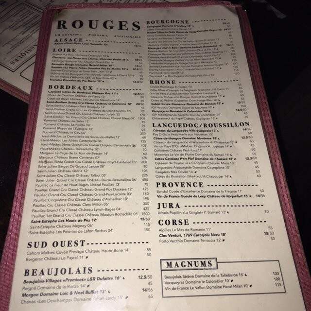 Vin Sur Vingt - New York, NY menu_pic